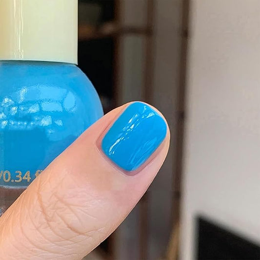 COSMOO Candy Blue Quick Dry Nail Polish, Vegan Chip-Resistant Long-Lasting Nail Lacquer for Nail Art Varnish, 0.34 fl oz (Candy Blue)