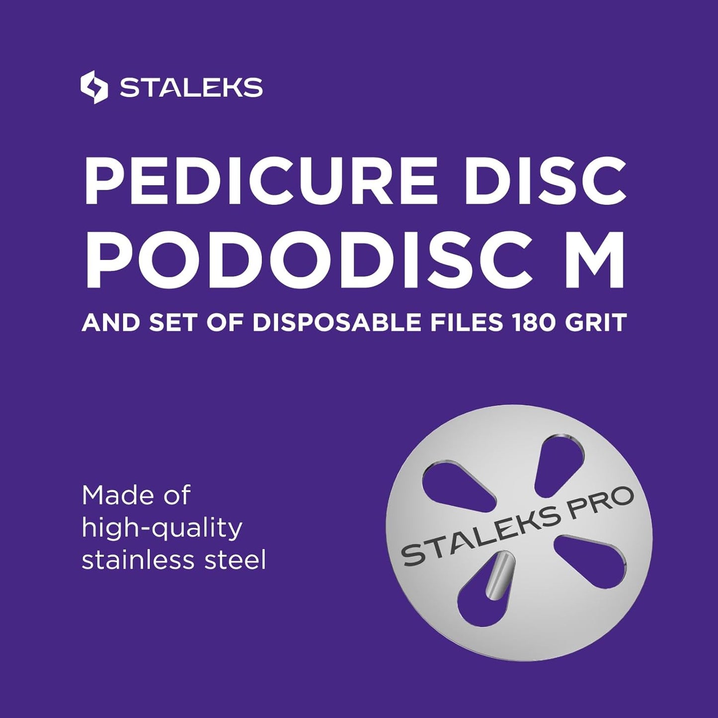 Staleks Pro Pedicure Disc PODODISC M Expert with Disposable Files – 180 Grit – 5 Pcs – 20mm – Stainless Steel – Hardware Pedicure Tool
