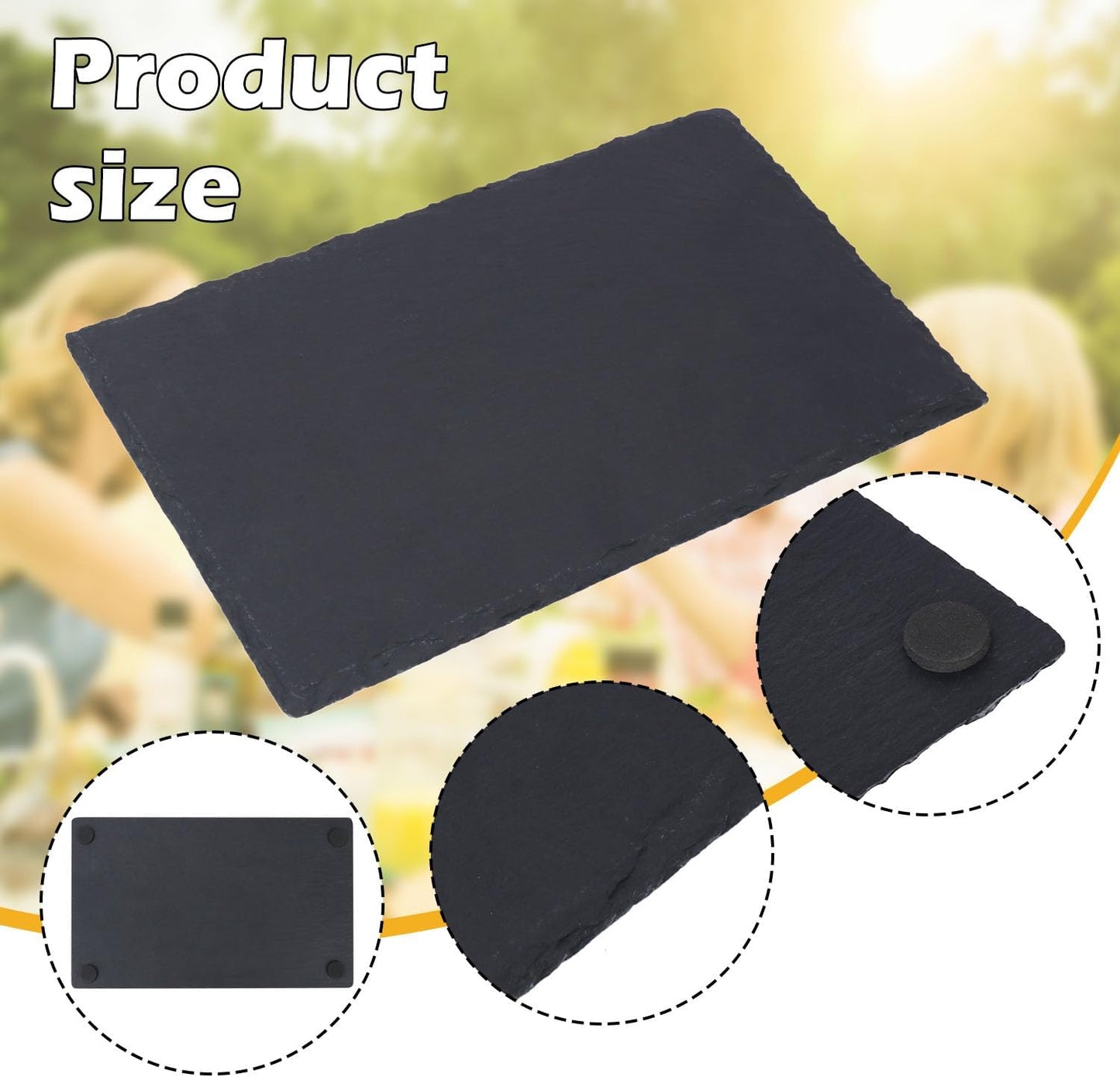 8 Pack 10 x 6 Inch Slate Cheese Boards, Black Rectangle Slate Charcuterie Boards, Natural Charcuterie Stone Plates for Parties, Gifts, and Special Events, Cheese, Sushi, Food.