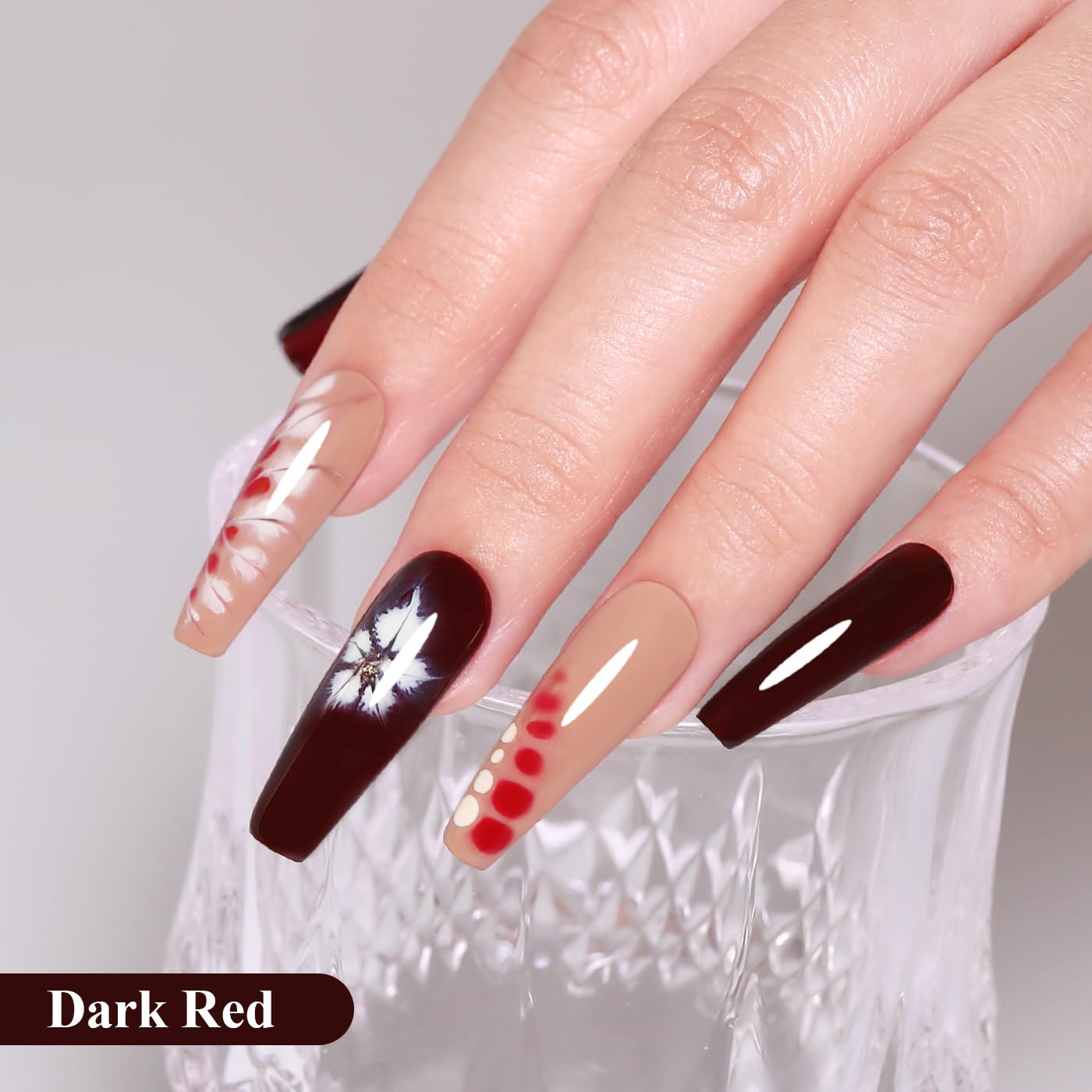 Imtiti Red Gel Nail Polish, Dark Red Gel Polish Autumn Winter Soak Off UV LED High Gloss Art Manicure Salon DIY Design 10ML