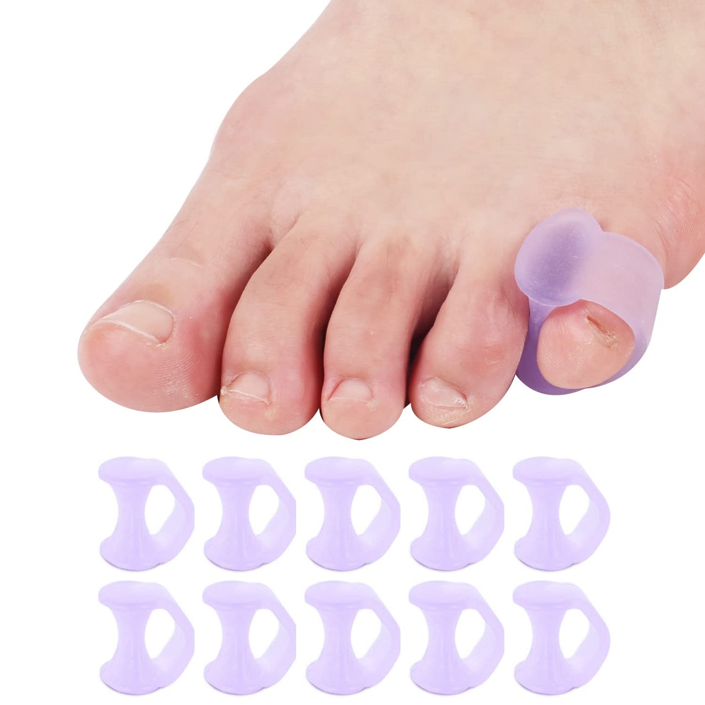 10 Pcs Pinky Toe Splint, Gel Toe Separators, Little Toe Straightener Hammer Toe for Men Women Walking, Running, Overlapping, Bunion Corrector and Bunion Relief, Small