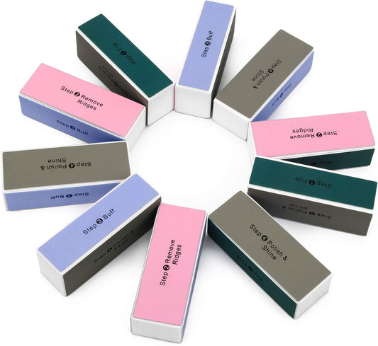 10PCS Nail Buffer Block, AHIER 4 Way Colorful Buffing Block Shine Polisher Nail Buffing File Manicure File Sanding Files
