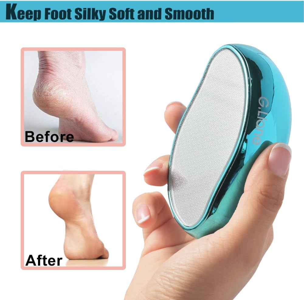 Nano Glass Foot File Callus Remover - Crystal Glass Pedicure Foot Care Foot Scrubber Painless Dry and Wet Use for Hard Skin Calluses Removal (Blue)