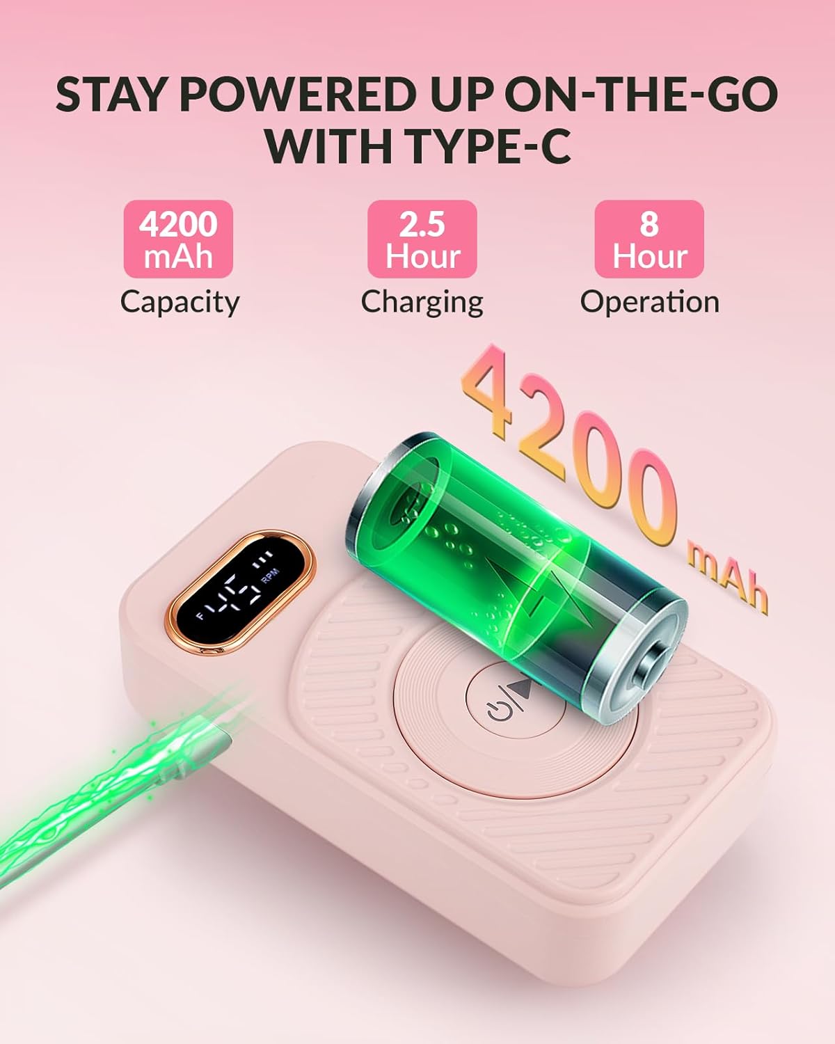 BAOSHISHAN Electric Nail Drill Kit, Rechargeable 45000RPM Nail Drills Professional with 10 Nail Drill Bits and 15 Sanding Bands, Cordless Efile for DIY Home Salon