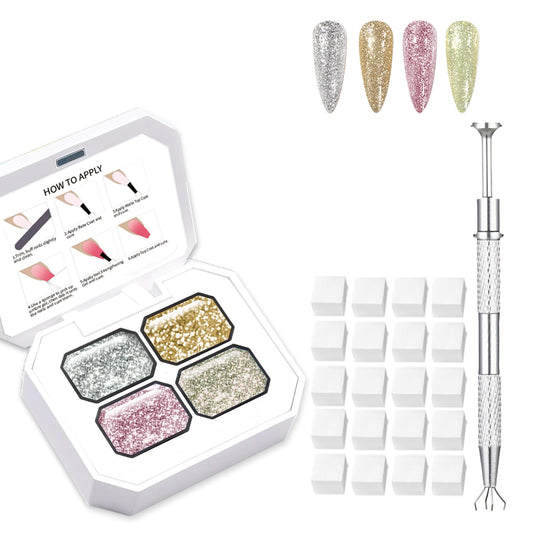 4 Colors Set Ombre Gel Nail Polish,Gradient Painting Gel with 100PCS Nail Sponges & Grabbing Pen for Paint for Nails Art can be Painted in Salon or Home Use(B1)