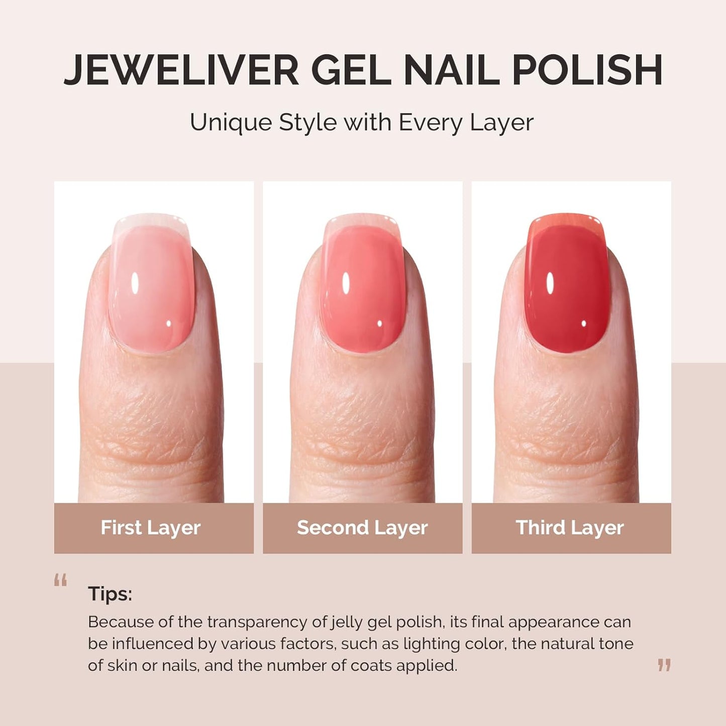 MelodySusie Gel Nail Polish, 0.5Fl.oz Jeweliver Jelly Rusty Red Gel Polish Translucent Orange Nude Color Sheer Soak Off UV LED Light Cure Gift for Women Nail Art Manicure JIG10