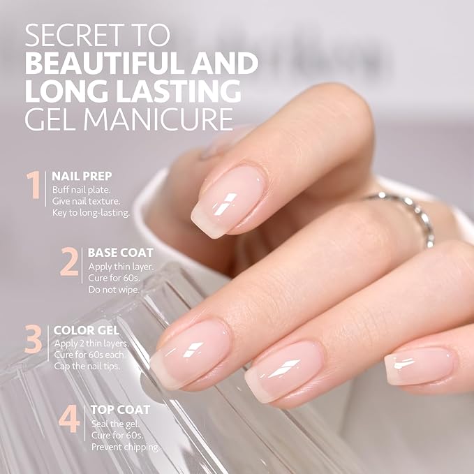 GAOY Nude Jelly Gel Nail Polish, 16ml Sheer Translucent Netural Soak Off Gel Polish, UV Light Cure for Nail Art DIY at Home, 2909 Elegance Tone