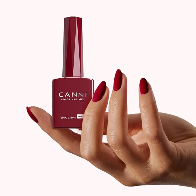 CANNI Red Gel Nail Polish, Dark Red Gel Polish Color High Gloss Soak Off U V Nail Manicure Salon DIY