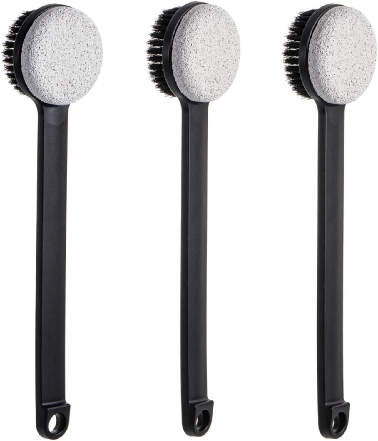 Pumice Stone for Feet and Shower Brush with Long Handle 14", Hard Skin Callus Remover, 2 in 1 Foot Scrubber Brush, Back Scrubber Body Brush for Shower Deep Cleansing and Exfoliating (Straight)