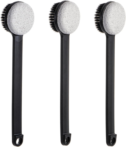 Pumice Stone for Feet and Shower Brush with Long Handle 14", Hard Skin Callus Remover, 2 in 1 Foot Scrubber Brush, Back Scrubber Body Brush for Shower Deep Cleansing and Exfoliating (Straight)