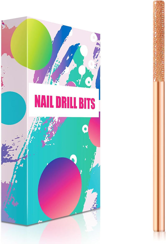 Nail Drill Bit 3/32'', Safety Carbide Cuticle Remover Drill Bit, 5X Coarse Grit to Extra Fine Grit, Electric Drill Bit for Nature Nail Bed File Cuticle Dead Skin Cleaning Nail Prepare (Rose Gold, 5XF)