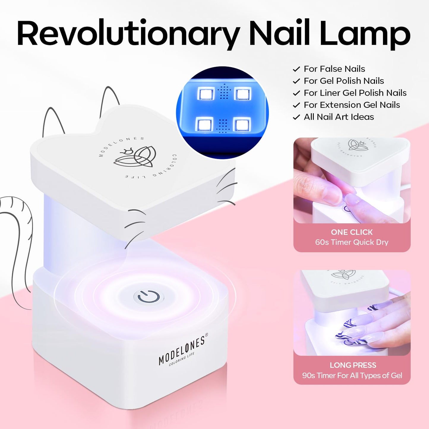 modelones Gel Nail Kit Short Oval Round, Upgrade 510Pcs Fake Nails 15Sizes, 9-in-One Glue Prep Dehydrator & Mini U V Light Clipper, Pre-shaped Half Matte Press on Oval Tips for Extension DIY Salon