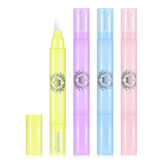 4pcs Nail Polish Remover Corrector Pen with 3 Cotton Tip Refills each, Cuticle Nail Edge Cleaning Pen for Manicure Art DIY Clean Up Tool