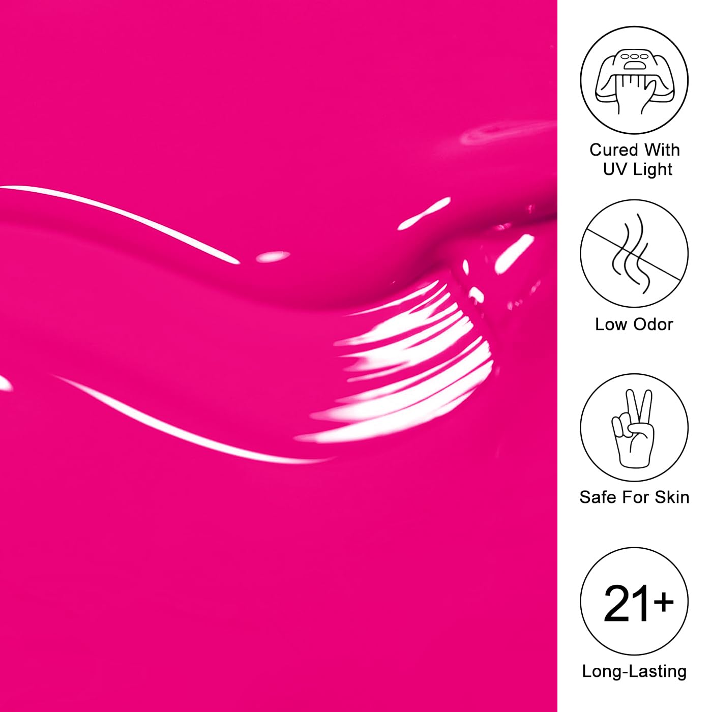 Imtiti Pink Gel Nail Polish, Hot Pink Nail Gel Polish High Gloss Soak Off UV LED Spring Summer Nail Art Manicure Salon DIY Design 10ML
