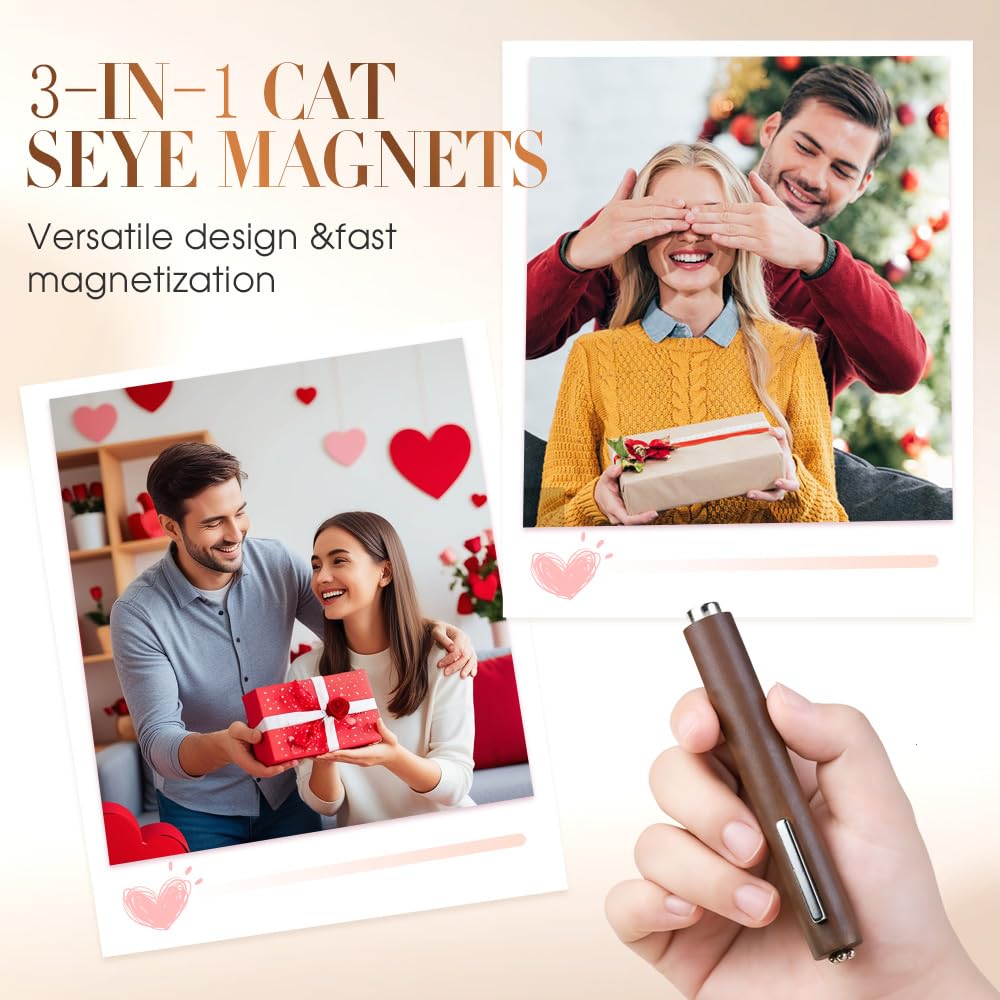 Heart Magnet for Cat Eye Gel Polish, Magnetic Nail Art Tool for Stunning Cat Eye Effect, DIY Manicure Kit with Y-Shaped Guide Sticks, Nail Magnet for Home and Salon Use (Cat Eye Nail)