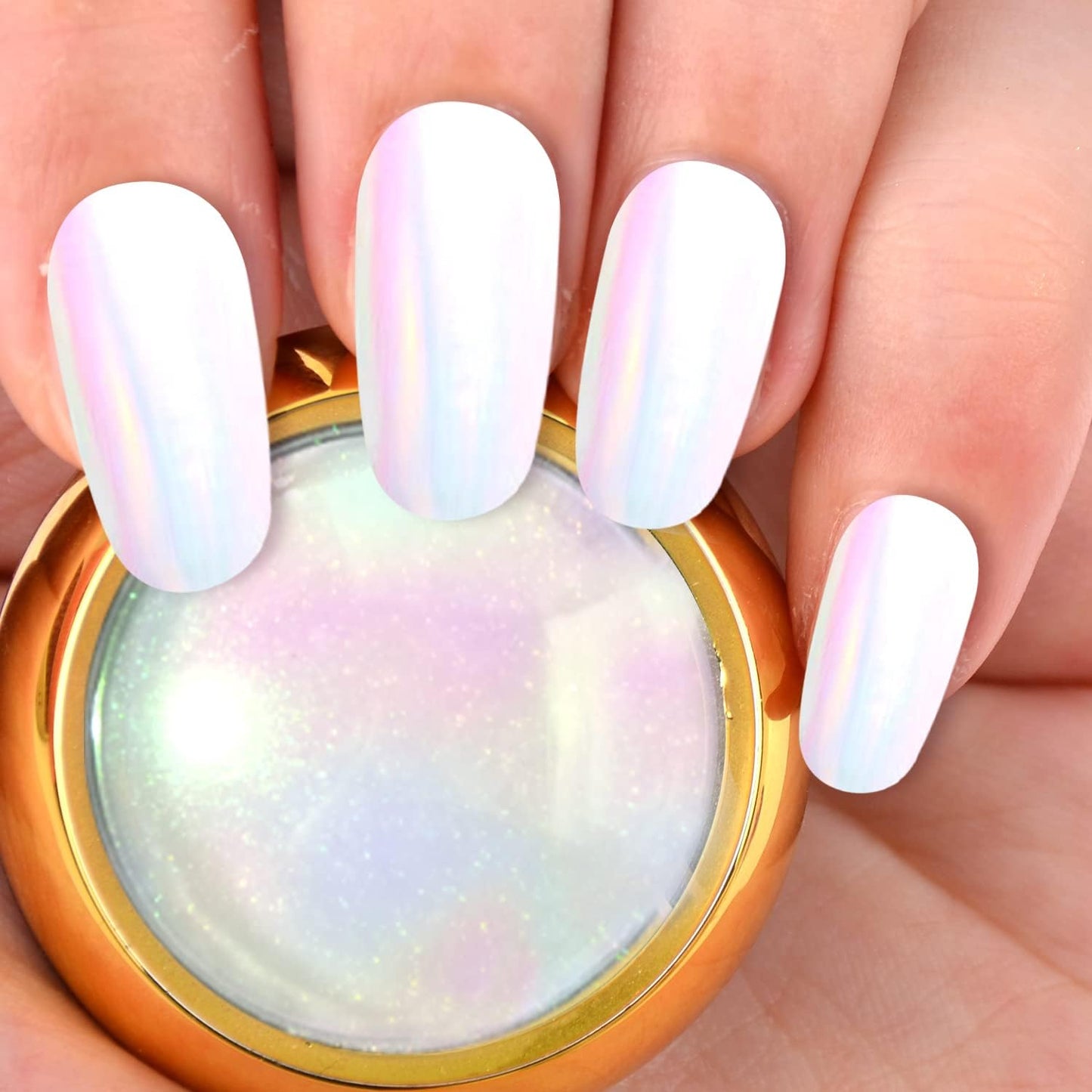 2 Pcs Mermaid Chrome Nail Powder Kit- 2 Colors Neon Effect Iridescent Nails Powder, Aurora Holographic Nail Glitter Rainbow Mica Powders Chrome Nail Art Dust Tip Manicure Pigment