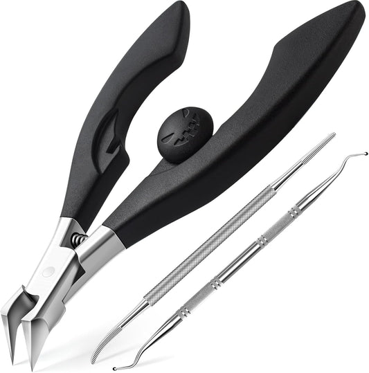 Ingrown Toenail Clippers for Seniors Thick Toenails, Straight Nail Clipper for Men, Heavy Duty Toe Nail Clippers for Thick Nails with Wide Jaw Opening, Professional Ingrown Toenail Removal Kit