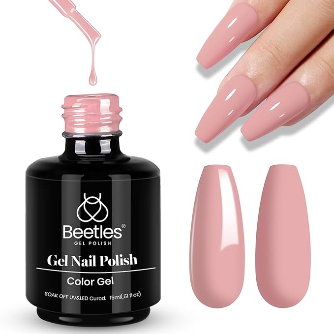 beetles 15ml Nude Pink Milky Gel Nail Polish Dusty Mauve Neutral Solid Color Soak Off LED UV Lamp DIY Decoration Manicure Fall Winter Nail Art Design Salon at Home Gift for Women