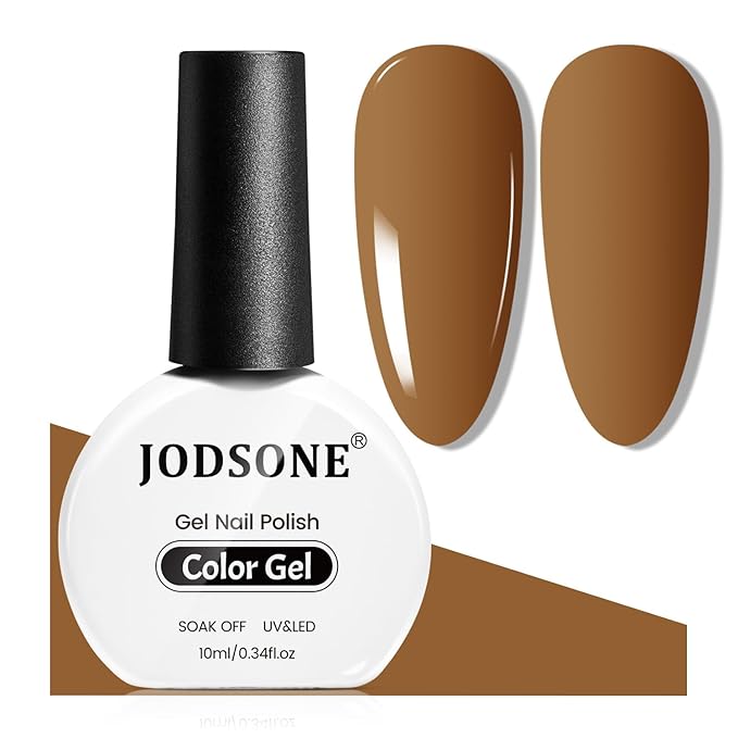 JODSONE Caramel Brown Gel Nail Polish 10ml Soak Off Nail Polish Chestnut Brownie Nail Color Salon Quality Long-Lasting Low Odor Need U V Lamp Curing