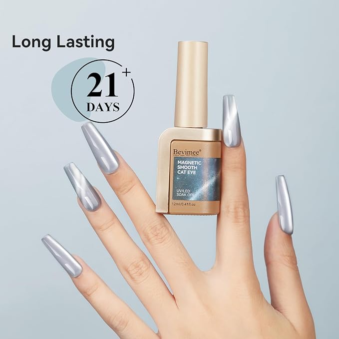 Cat Eye Gel Nail Polish Moonlight Magnetic Nail Polish Silver Glitter Mirror Glass Smoothie Cateye UV Gel Polish Holographic for Nail Art Manicure DIY at Home 1PC 12ML