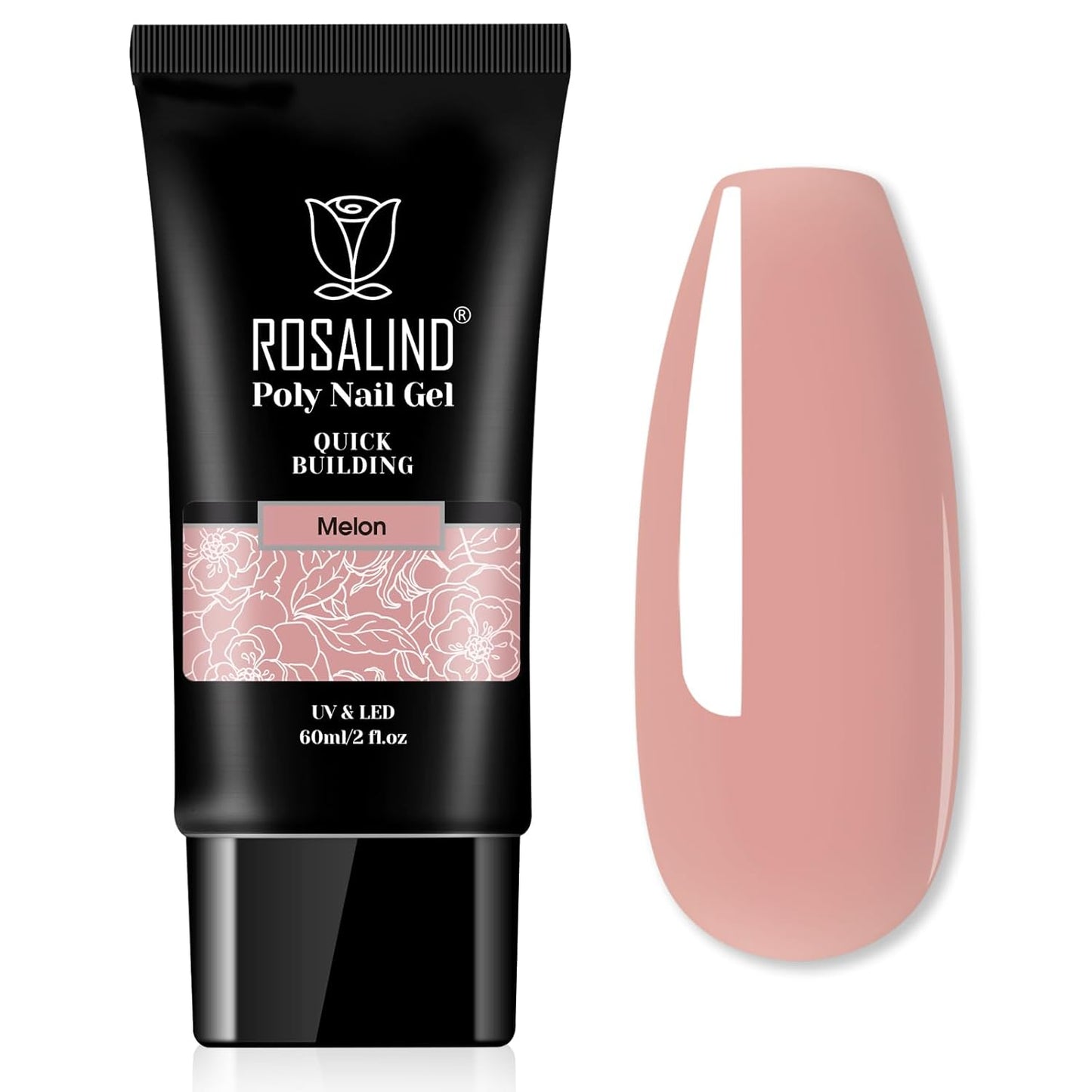 ROSALIND Pink Poly Nail Gel, 60ml Extension Gel for Nail Art Poly, Natural Color Builder Pink Gel Poly Extension Easy to DIY Use at Home Need UV Lamp