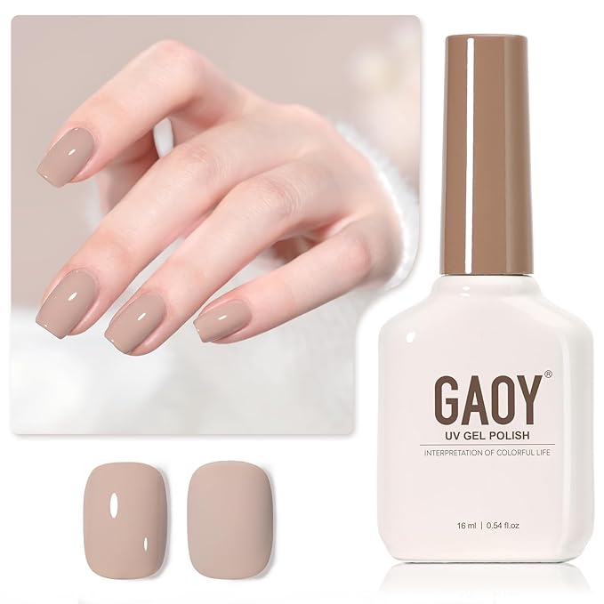 GAOY Brown Gel Nail Polish, 16ml Soak Off Gel Polish, UV Light Cure for Nail Art DIY Manicure at Home, 2072 French Mocha