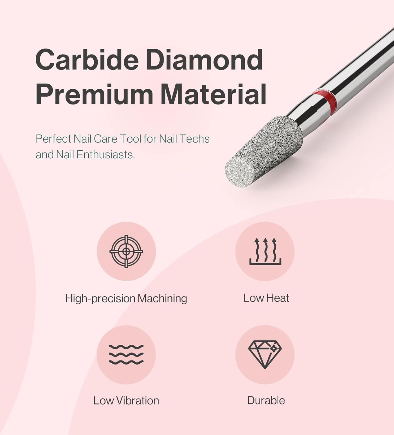 MelodySusie 3mm Short Tapered Barrel Cuticle Clean Nail Drill Bit 3/32'', Professional Safety Carbide Diamond Under Nail Cleaner for Cuticle Dead Skin Nail Prepare, Beginners Bits, Series Bit-S, Fine