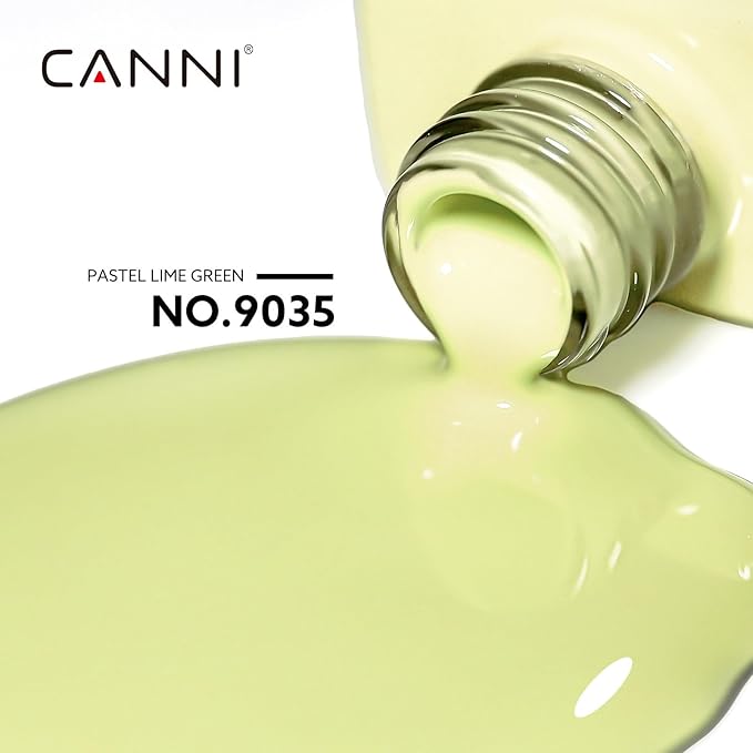CANNI Pastel Green Gel Nail Polish, 1Pcs Sage Light Green Gel Polish Lime Mint Color High Gloss Soak Off U V French Nail Manicure Salon DIY