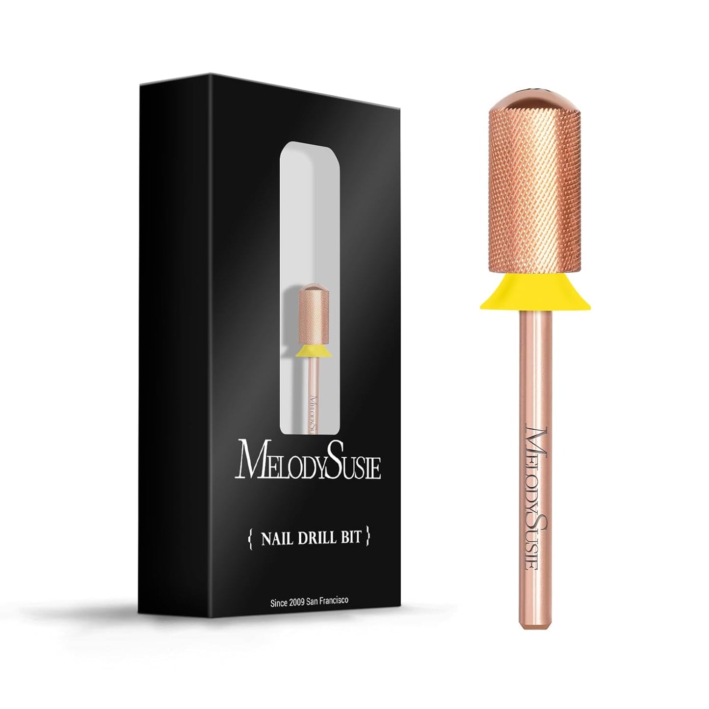 MelodySusie Safety Nail Drill Bits, 3/32'' Smooth Round Top Large Barrel Carbide Bits, Suitable for Manicure Pedicure Cuticle Gel Polishing, Beginners Bits, Rose Gold, Series Bit-S, Extra Fine