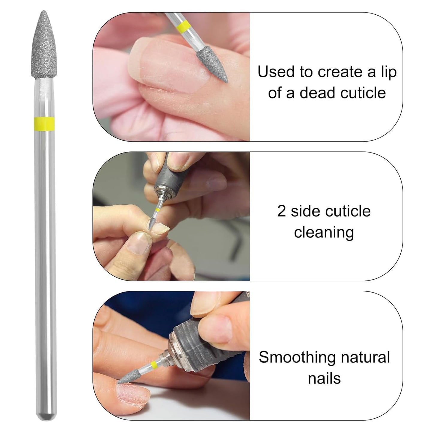 Nail Drill Bit Russian Manicure Drill Bits Nature Nail Buffer Bit for Cuticle Remove Nail Art Design Manicure Pedicure Professional Home & Salon Use (Extra Fine)