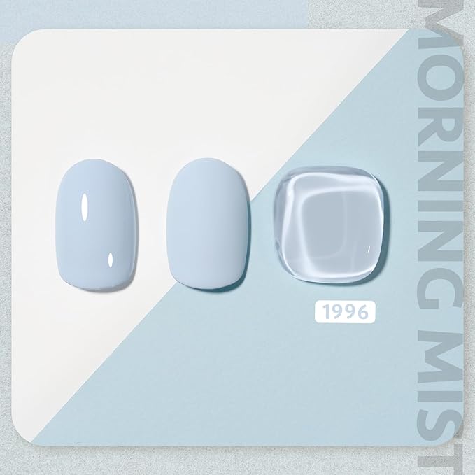 GAOY Pastel Blue Gel Nail Polish, 16ml Soak Off Gel Polish, UV Light Cure for Nail Art DIY Manicure at Home, 1996 Morning Mist
