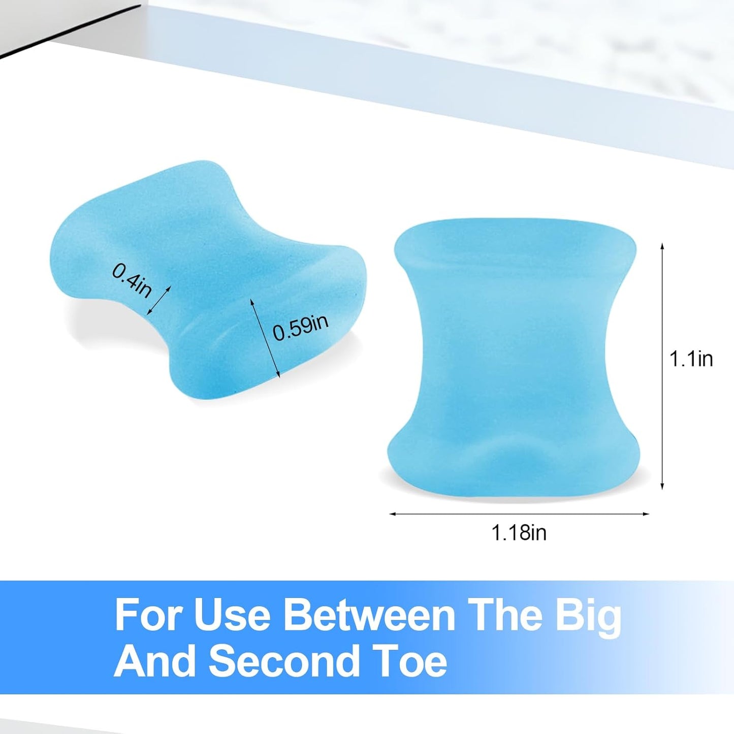 12 Pack Gel Toe Separators, Bunion Toe Spacers for Straightening Overlapping Toes, Hammertoe Corrector, Soft Silicone Bunion Pads for Women Men Toe Pain Relief (Blue)