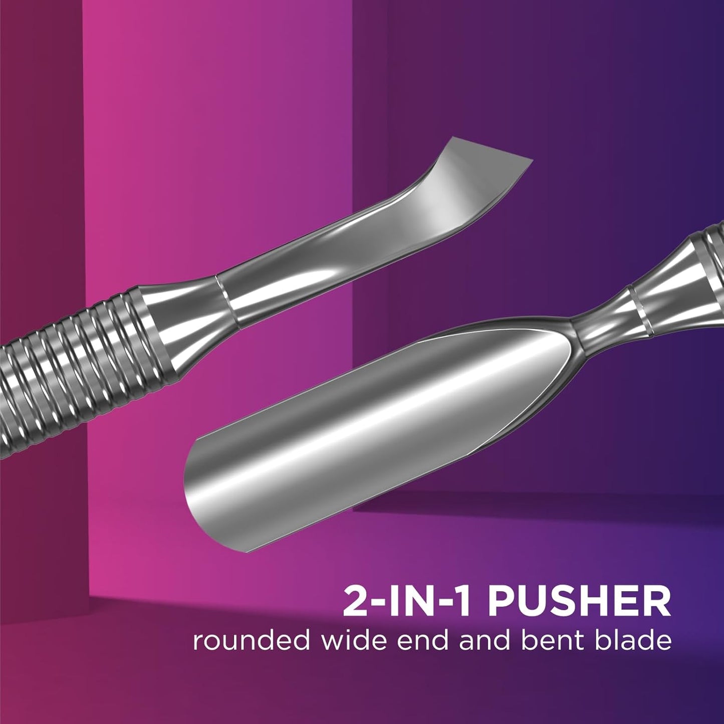 Staleks Pro Manicure Pusher Expert 30 Type 4.2 – Rounded Wide Pusher and Bent Blade – Stainless Steel – Professional Cuticle Tool