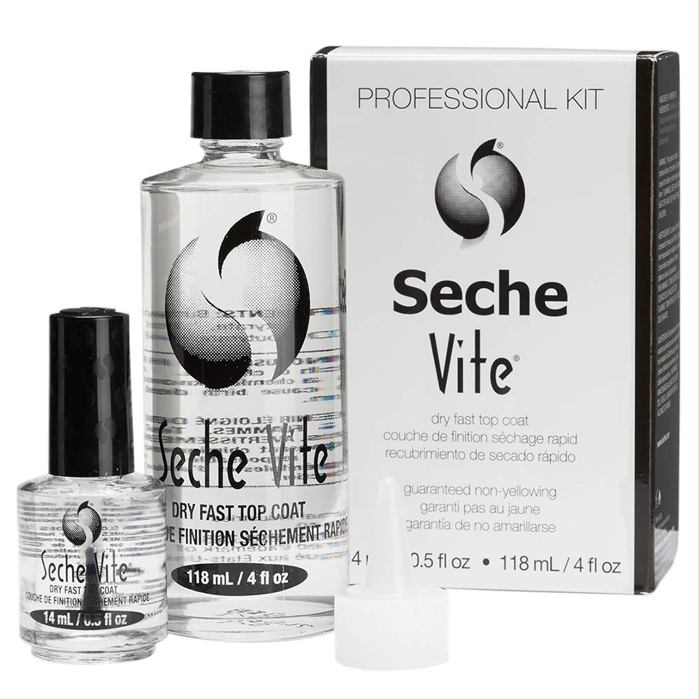 Seche Vite Professional Refill Kit, High-Gloss Clear Top Coat for Natural Nails, Artificial Gels Fiberglass Acrylic Extensions, Quick-Dry Long-Lasting Shine, 1 Kit