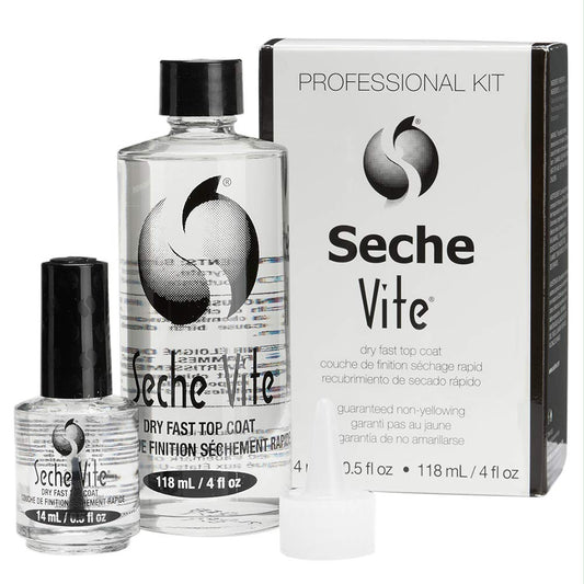 Seche Vite Professional Refill Kit, High-Gloss Clear Top Coat for Natural Nails, Artificial Gels Fiberglass Acrylic Extensions, Quick-Dry Long-Lasting Shine, 1 Kit