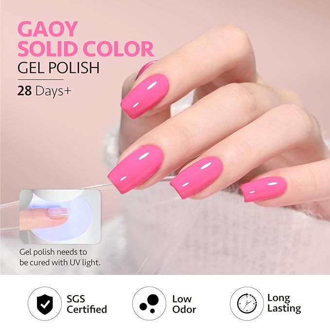 GAOY Pink Glitter Gel Nail Polish Set, 6 Colors Nude Neon Sparkle Soak Off UV Light Cure Gel Polish Kit for Salon and Nail Art DIY at Home