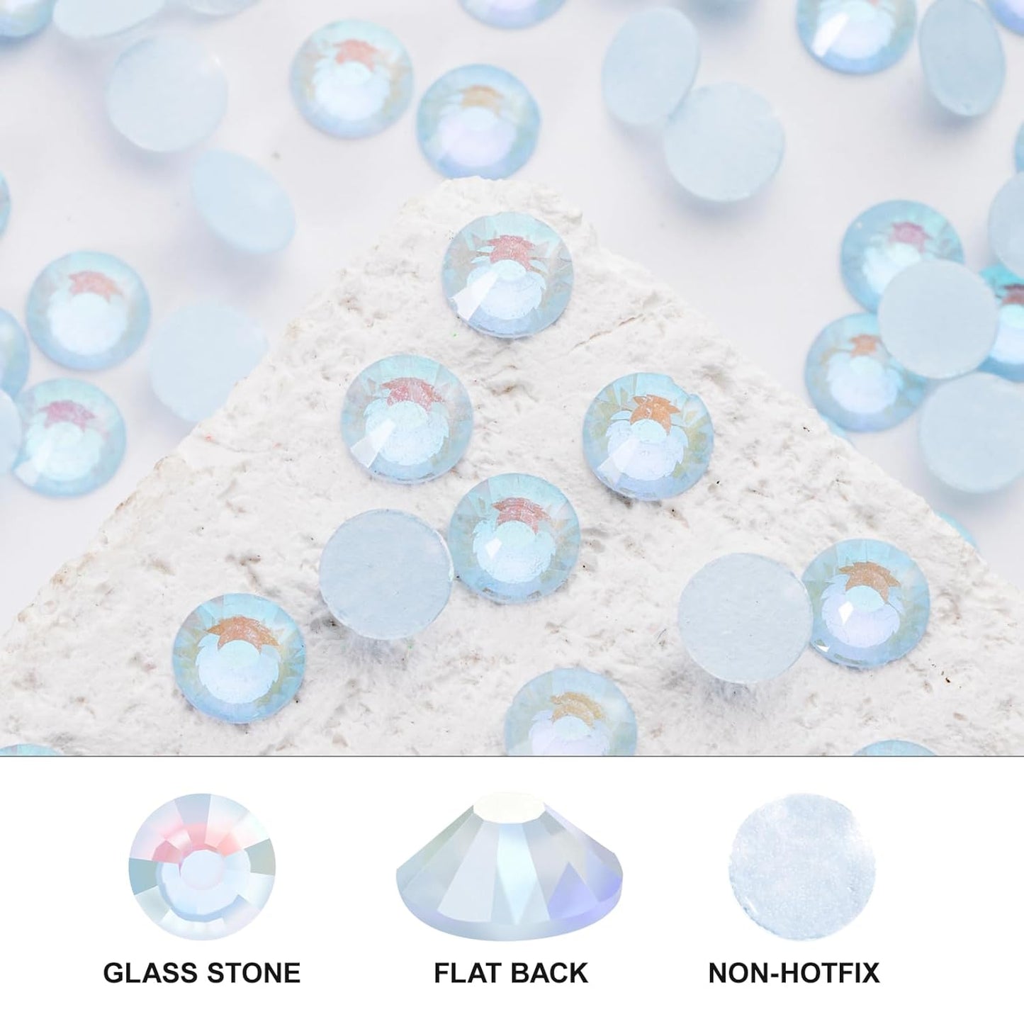 Novani 3000 Pieces Flatback Rhinestones Glass Round Gems F-Lt.Blue Crystals for Nail Art DIY Crafts Clothes Shoes,SS16,3.8-4.0mm