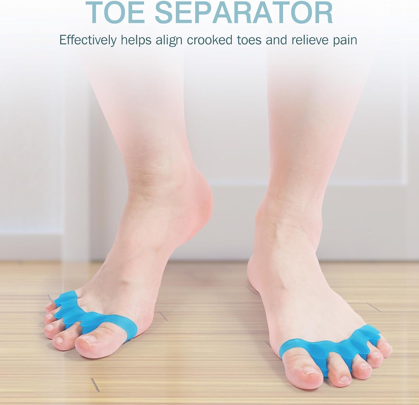 2PCS Silicone Toe Spacers for Women & Men - Toe Separators for Bunion Relief, Hammer Toe, Plantar Fasciitis & Pedicures | Includes Metatarsal Pad & Therapeutic Yoga Cushion for Foot Pain(Blue)