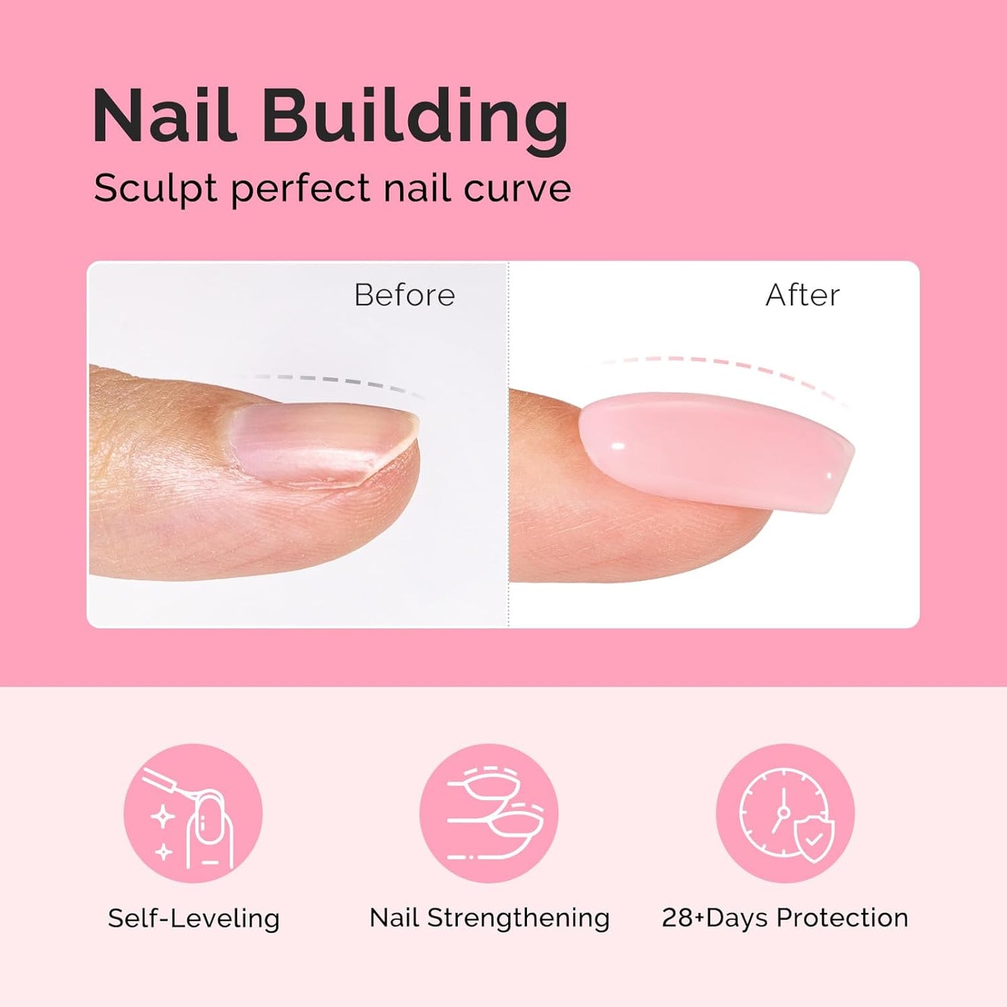 MelodySusie Hema Free Light Pink Builder Nail Gel for Nails Thickening, 0.5 Fl Oz, Soak Off UV Extension Gel, Nail Art Design Salon DIY Manicure at Home for Women H1608
