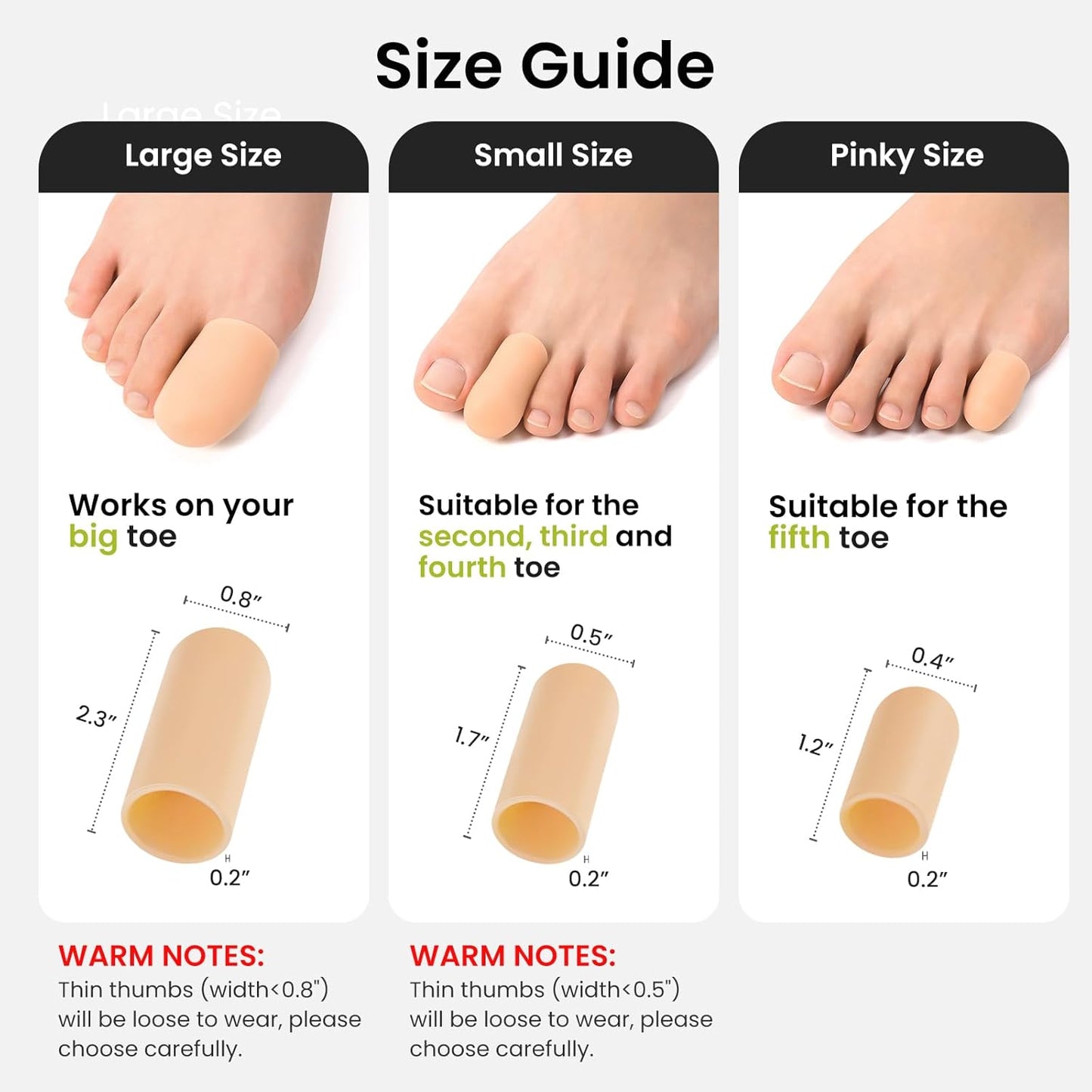 Bukihome 8 Pcs Gel Toe Cap, Toe Protector for Women Men - Cushions and Protects to Cover Toes, Relief Toe Pain from Ingrown Toenails, Corns, Blisters, Hammer Toes (Medium Size)