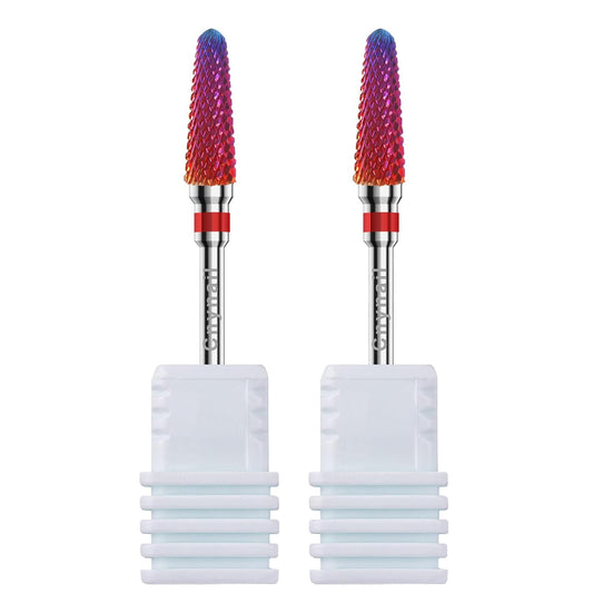 3/32" 2PCS Clean Cone Bits Fine Grit Carbide Cuticle Cleaner Bit for Electric Nail Drills – Professional Manicure Tool for Nail Salons and Home Use (F Grit. Purple)