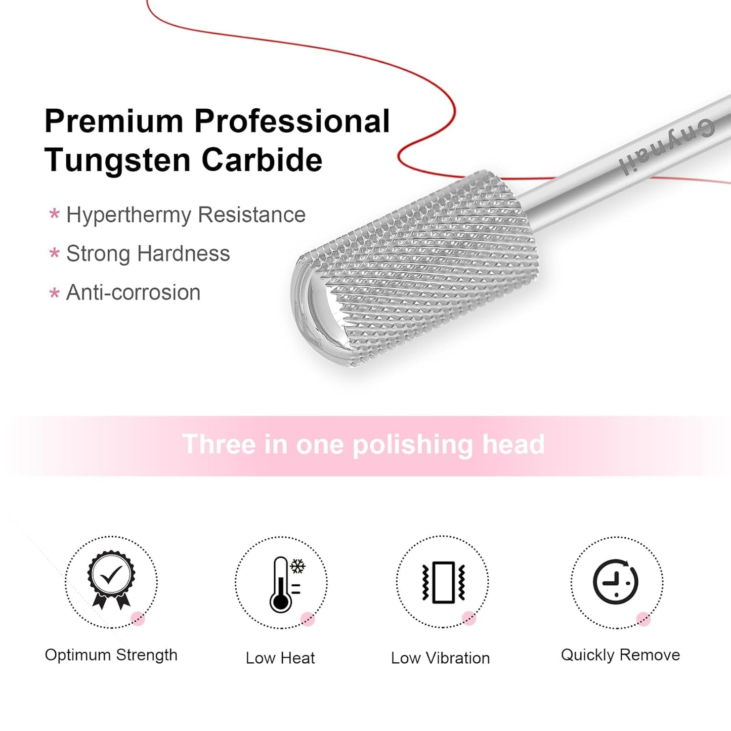 3/32" Large Barrel Smooth Round Top Tungsten Carbide Nail Drill Bit Safety Bit for Gel & Acrylic Removal, 2-Way Rotating Efile Tip, Salon Electric File Accessory (F Grit, Silver)
