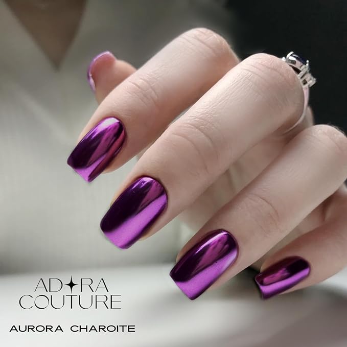 Semi Cured Gel Nail Strips with 30 Pieces - Salon Quality Manicure Kit for Women Easy Application Wraps Includes Prep Pads Nail File Wooden Stick, UV Light Required (Purple Aurora)