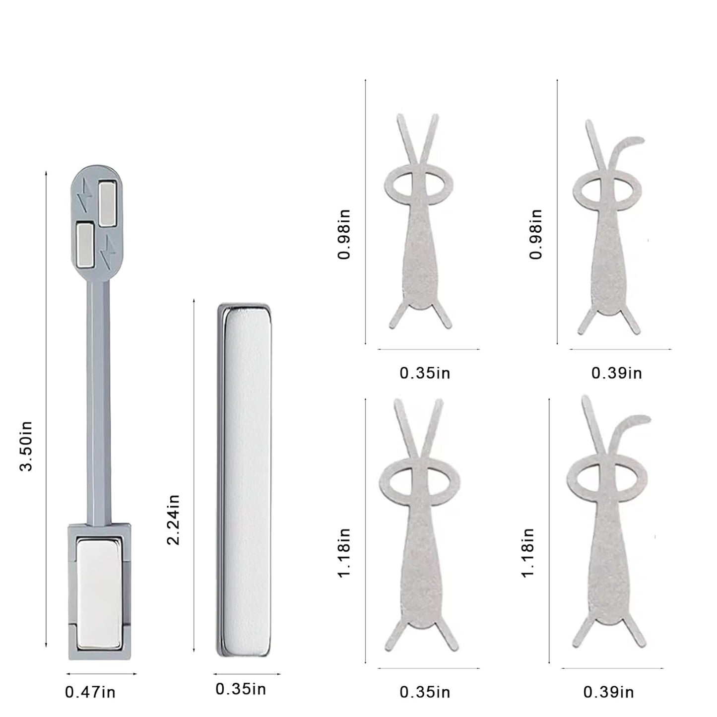 JERCLITY 2 Pieces Cat Eye Magnet for Nails Double Ended Rectangle Magnets with 4 Rabbit Shape Iron Plate for Rabbit Cat Eye Effect