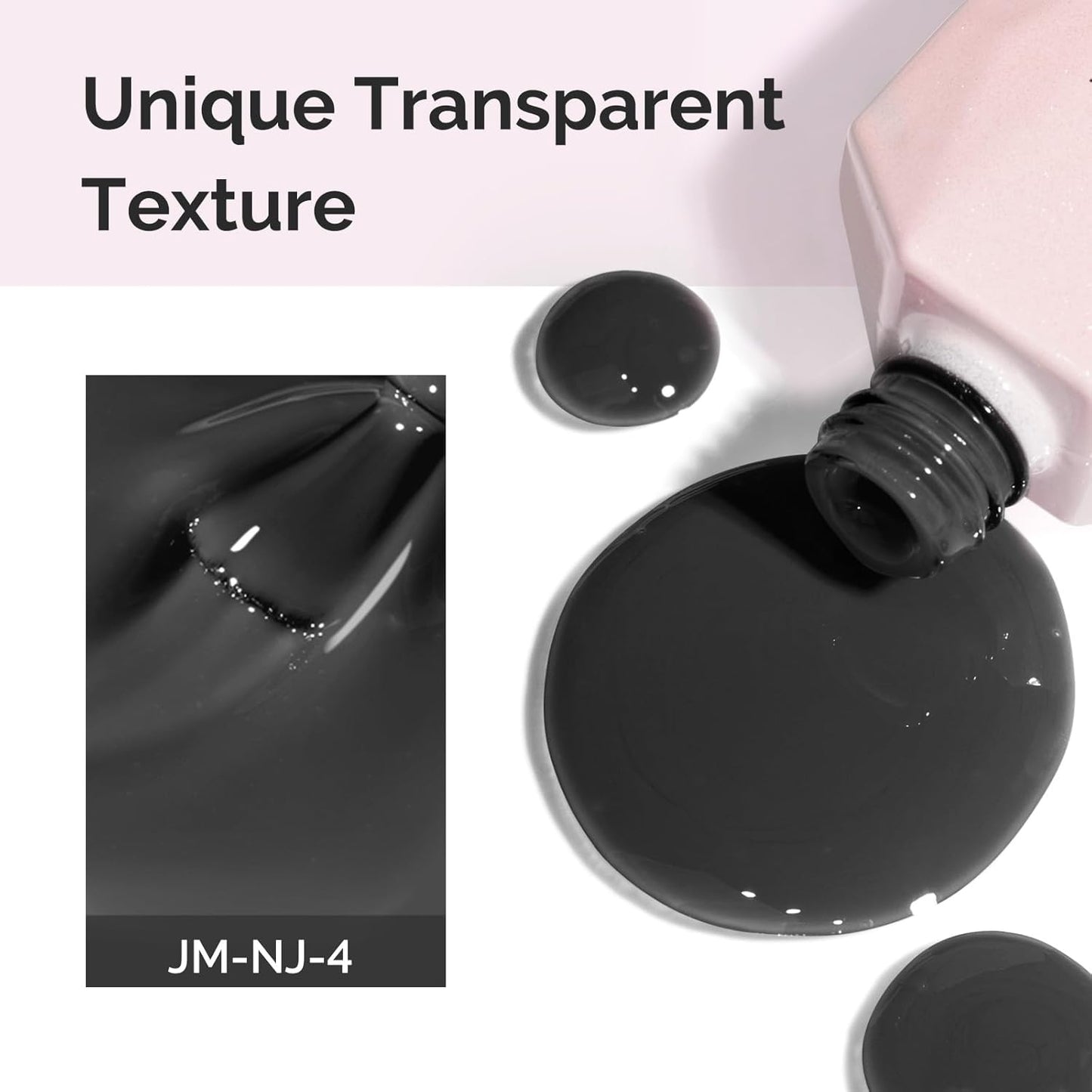 MelodySusie Jeweliver Jelly Gel Nail Polish, 0.5Fl.oz Black Jelly Gel Polish Sheer Translucent Soak Off UV LED Light Cure Valentine's Day Gift for Women Nail Art Manicure Nail Art DIY at Home JM-NJ-4