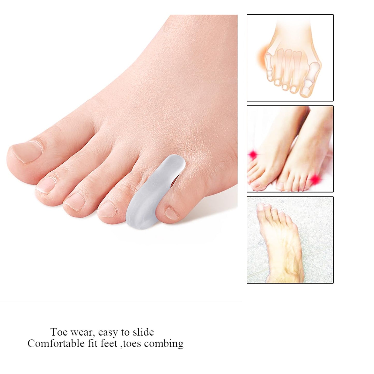 10 Pcs Pinky Toe Separator, Little Toe Straightener Bunion Corrector for Men Women Walking, Running, Overlapping, Bunion Corrector and Bunion Relief