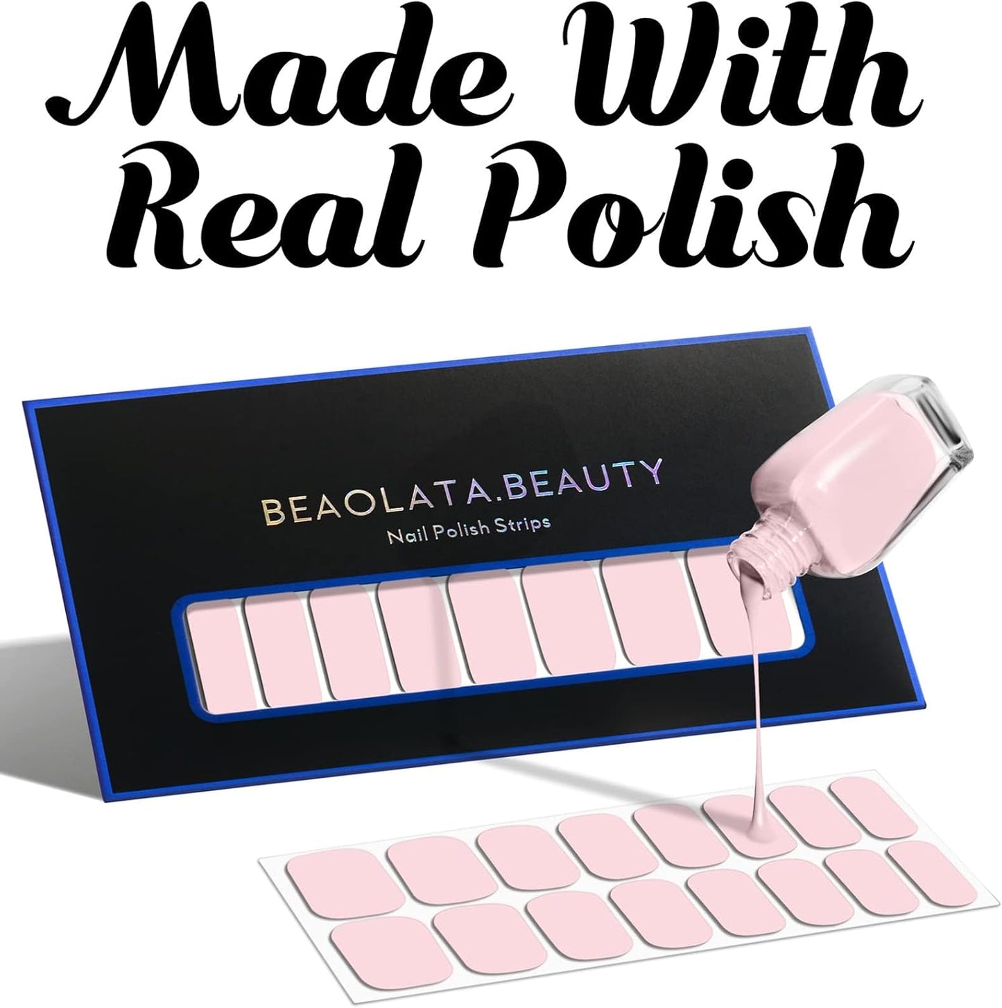 Nail Polish Strips Long Lasting, 20Pcs Wraps, Easy Apply& Remove Salon Quality Gel Nail Stickers (Sand Light Beige)