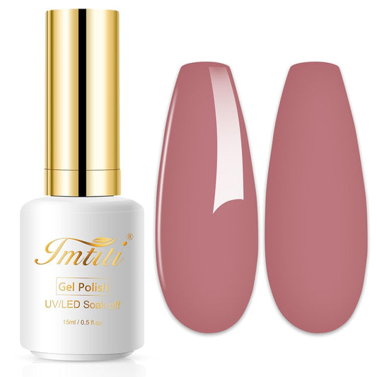 Imtiti Gel Nail Polish, 0.5 Fl Oz Clay Brown Soak Off LED UV Polish for Autumn Winter DIY Nail Art Manicure Salon Kit for Women Girls