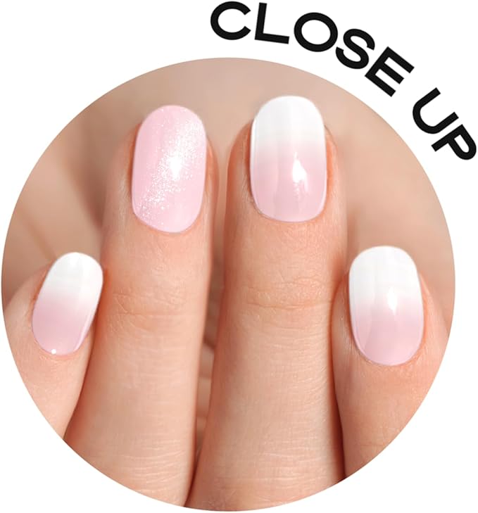 Semi Cured Gel Nail Strips with 30 Pieces - Salon Quality Manicure Kit for Women Easy Application Wraps Includes Prep Pads Nail File Wooden Stick, UV Light Required (Milky Rose)