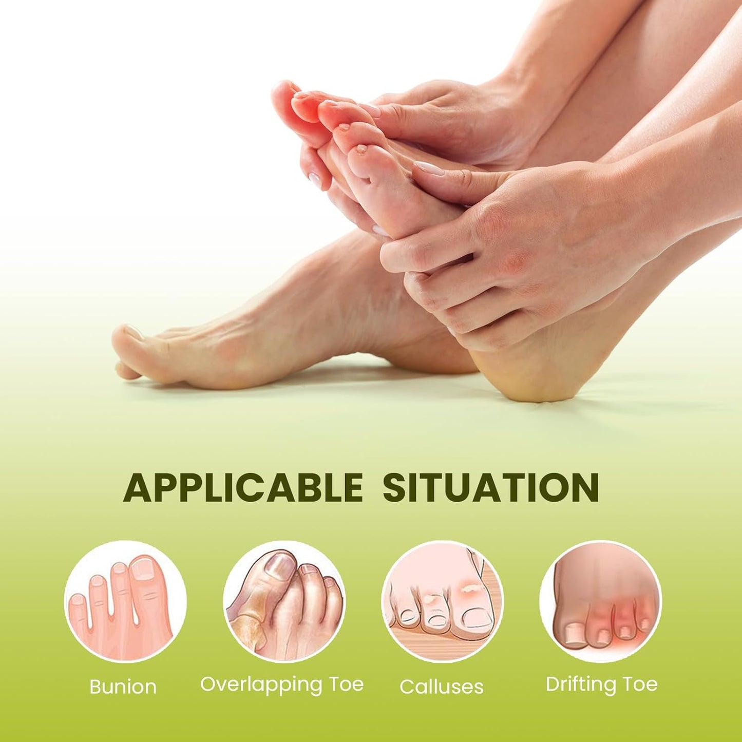 Bukihome Gel Toe Separators for Women -10 Pack Toe Spacers for Overlapping Toes, Bunions, Big Toe Alignment, Bunion Relief - Soft Silicone Toe Corrector for Men (Multi-Size)